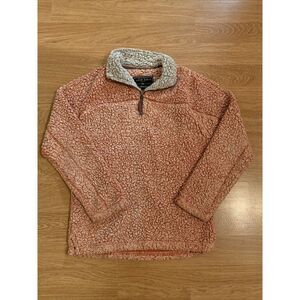 TRUE GRIT Women's Frosty Tipped‎ Orange 1/4 Zip Fleece Pullover Small